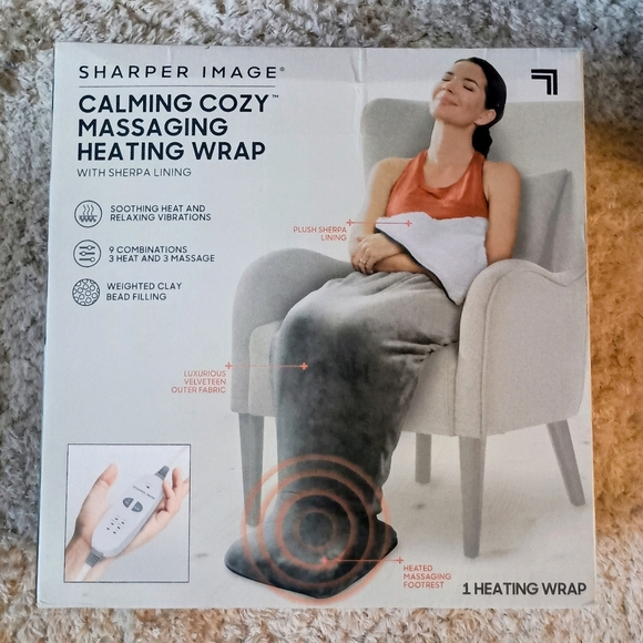 Sharper Image Calming Cozy Heating Blanket & Massager, Gray - Picture 8 of 8